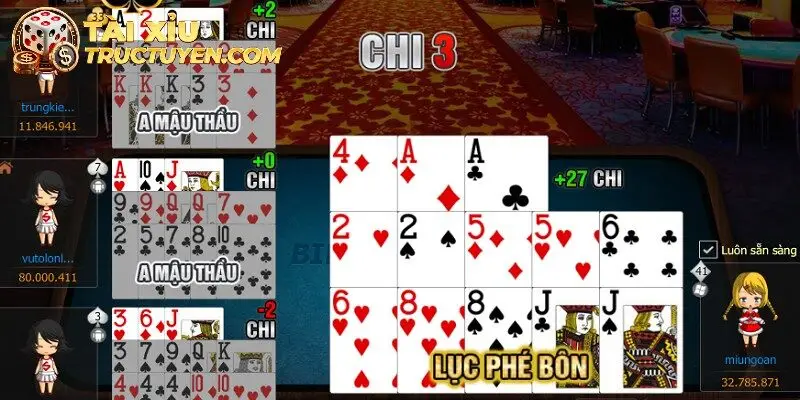 Bộ bài thắng trắng trong game mậu binh