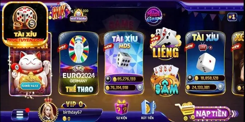 Giao diện cổng game được thiết kế đơn giản dễ thao tác